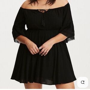 Torrid Gauze Crochet Trim Peasant Skater Dress